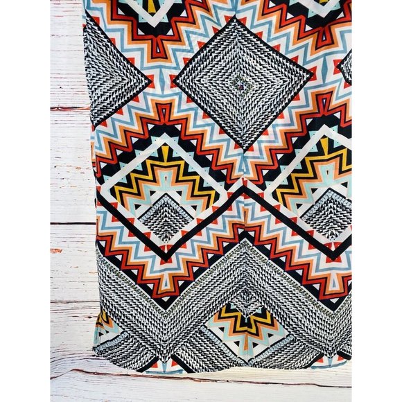 BeBop Dress Womens Large Shift Tunic Aztec Tribal Bold Print Sleeveless Back Zip - Picture 9 of 12